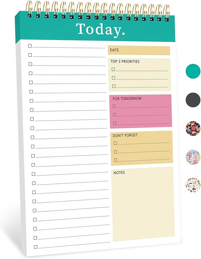 CICPAP To Do List Notepad - To Do List Notebook for Work with 52 Sheets, Undated Daily Planner Perfect for Enhanced Productivity and Goal Achievement - Green Pink