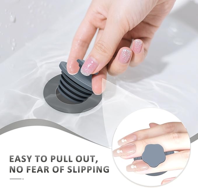 Bathtub Drain Stopper - 2 Pack Universal Shower Drain Cover & Sink Strainer, Tub Stopper Bathtub Drain for Bathroom, Tub, and Shower Drain - Easy Install Shower Drain (Dark Gray)