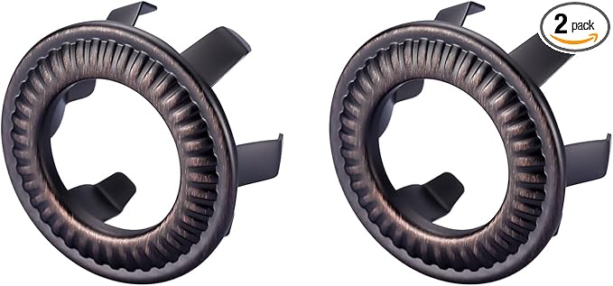 2 Pack Sink Overflow Ring, WOWOW Bathroom Kitchen Sink Basin Trim Copper Overflow Cover Hole Insert Cap, Vanity Sink Trim Rings (Oil Rubbed Bronze)