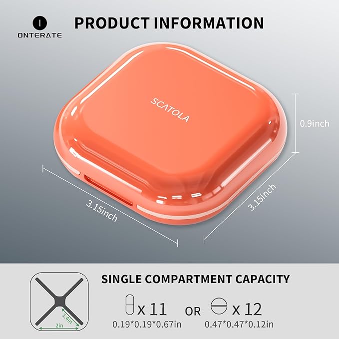 Small Pill Case, Travel Pill Organizer, Small Pill Box, Pill Container for Purse 4 Compartments, Daily Compact Travel Medicine Holder for Vitamins Medication (Pink)