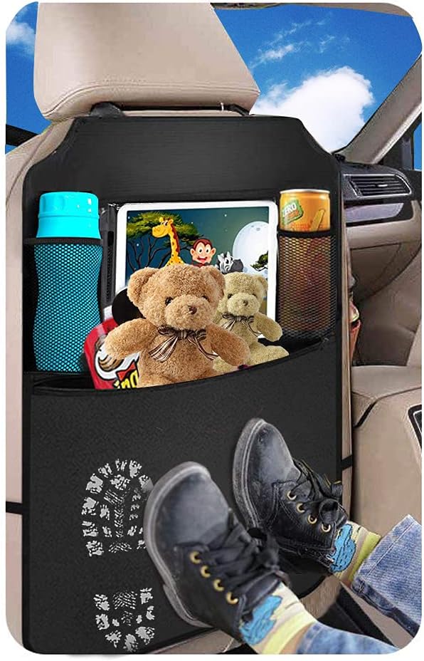 BLYPHOO Premium Backseat Organizer for Kids 2 Pack, Heavy Duty Waterproof and Stain Resistant Kick Mats Back Seat Protector, Durable Backseat Car Organizer with Tablet Holder+Storage Pockets