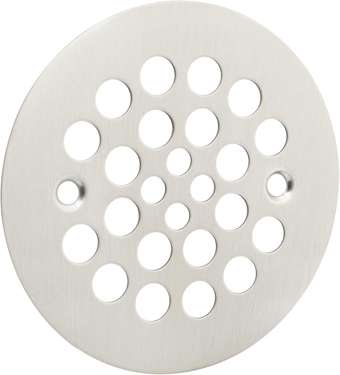 Artiwell 4-1/4“ Shower Strainer Drain Trim Set, Screw-in Shower Strainer Drain Cover, Plastic-Oddities Style Replacement Strainer Grid,Machine & Self-Tapping Screws Included (Brushed Nickel)