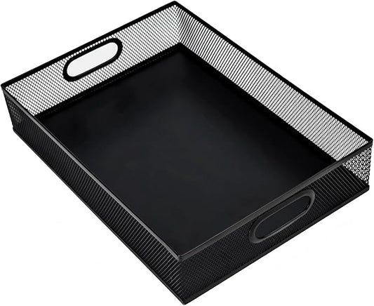Metal Mesh Desk Organizer Tray, A4 Large Office Storage Box Set, 12.6X 9.1 x 2.8Inches, and Storage Containers for Christmas Ornaments, Gift Wrap, and Crafts