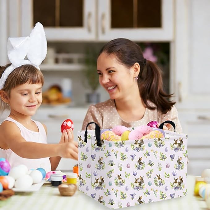 Rectangular Cute Easter basket,Easter basket empty,Storage Basket for baby Bedroom,Toy Gift Organizerm,Kids Storage Bin,Gift baskets,Easters Home Decor(Purple Easter egg)