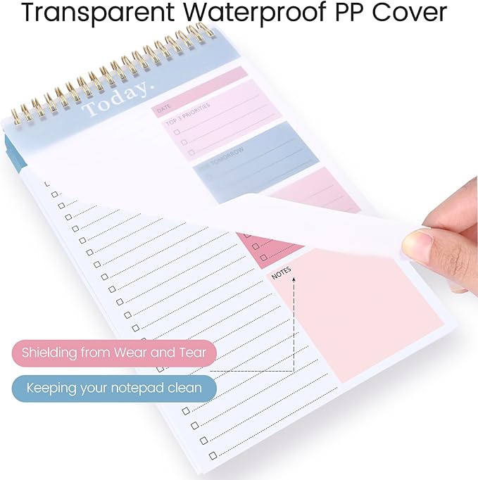 To Do List Notepad - To Do List Notebook for Work with 52 Sheets, Undated Daily Planner Perfect for Enhanced Productivity and Goal Achievement - Pink & Blue