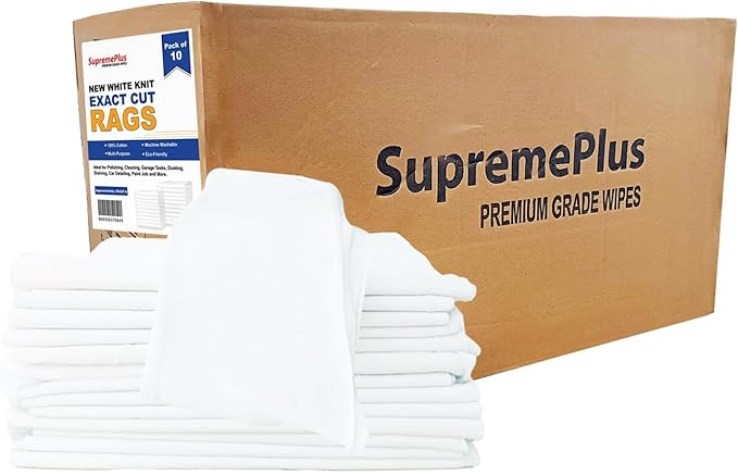 Premium Exact Cut White T-Shirt Cleaning Rags (10 Pack of 10 Pieces) - 20"x20" Cotton Rag for Mechanic Shops, Cast Iron, Staining Wood, Painting & Households – Shop Rags Bulk