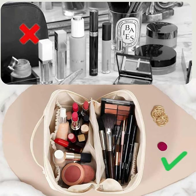 Travel Makeup Bag,Large Capacity Cosmetic Bags for Women,Waterproof Portable Pouch Open Flat Toiletry Bag Pattern Makeup Bag