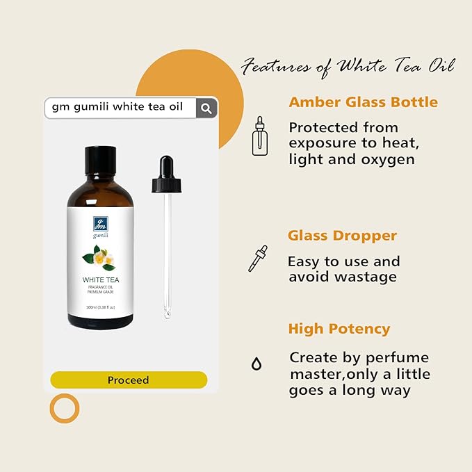 White Tea Diffuser Oil 3.38Oz – Premium White Tea Essential Oils Blend for Diffuser, Home Fragrance, Relaxation & Aromatherapy – Freshy Scent 100ml