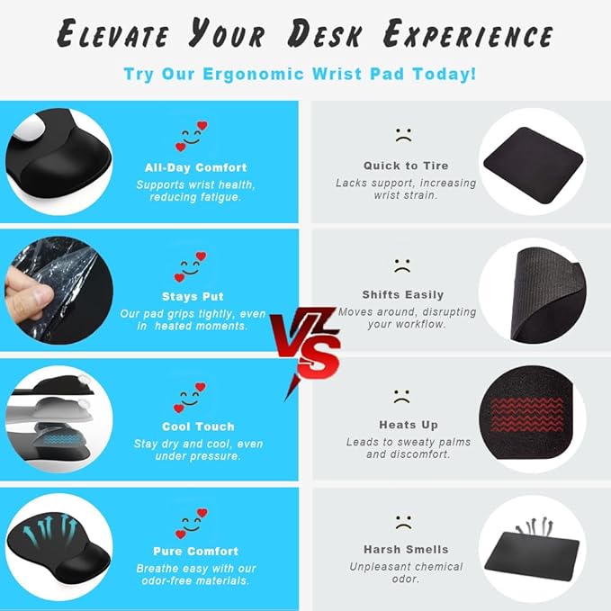 ErgoComfort Gel Wrist Rest Mouse Pad-Ergonomic Office Mousepad with Wrist Support-Non-Slip, Design Desk Accessories Mat for Home&Game Decor (06Sky Rest)