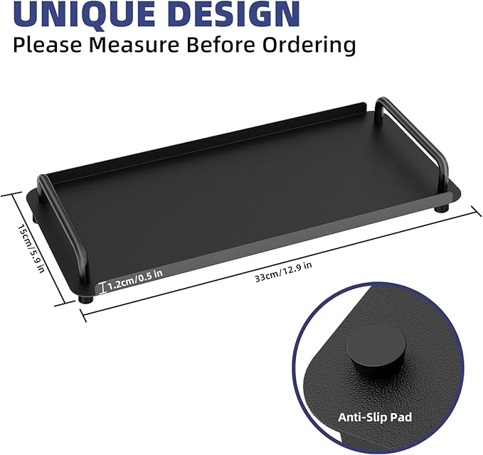 2 Pack Toilet Paper Storage, Toilet Tank Tray with Handle, Toilet Paper Basket for Bathroom, Toilet Tank, Kitchen (Black)