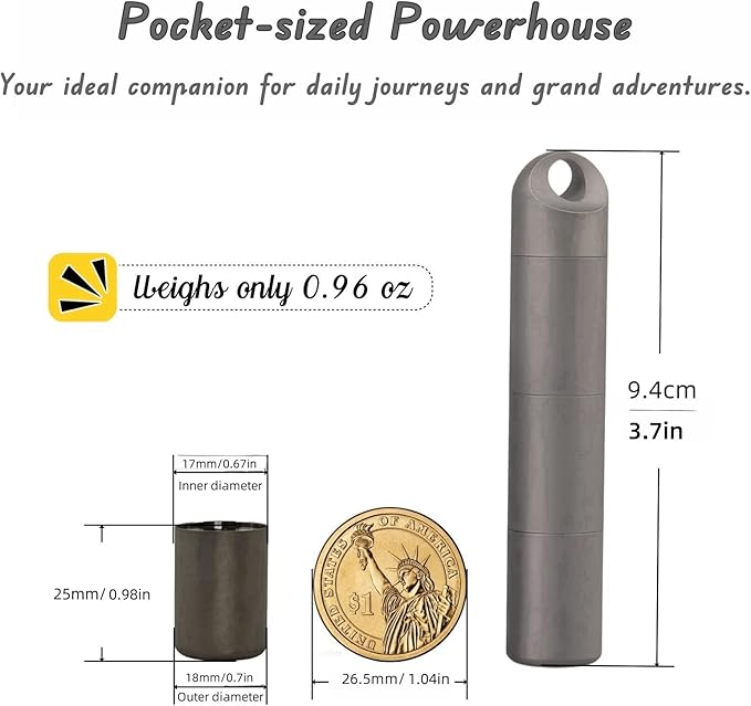 Titanium Keychain Pill Holder - Compact, Durable, and Waterproof 3-Compartment Small Pill Case - Portable and Versatile Medicine Container for Everyday Use and Travel (Titanium Grey)