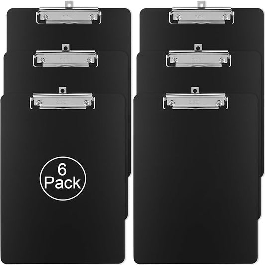 ZCZN Metal Clipboards, 6 Pack Heavy Duty Aluminum Clipboards 12 x 9 Inches, A4 Letter Sizer Document Holder with Low Profile Clip, Suitable for School, Office, Jobsite or Medical Staff, Black
