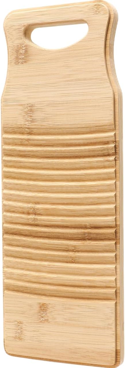 Cabilock Bamboo Washboard for Hand Washing Clothes, 15.7 Inch Wood Laundry Scrub Board, Anti-Slip Lavadero Tabla de Lavar Ropa a Mano, Portable Washer for Sink Travel, Vintage Instrument