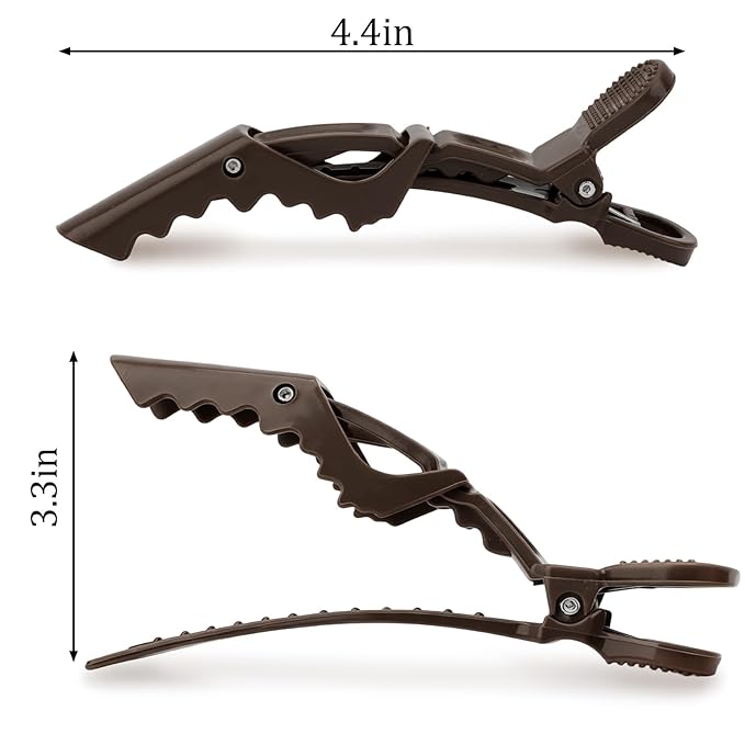 24 Pack Alligator Hair Clips, Professional Clips for Hair Sectioning, Hair Styling Accessories for Women Men Girls Teens，Dark Brown