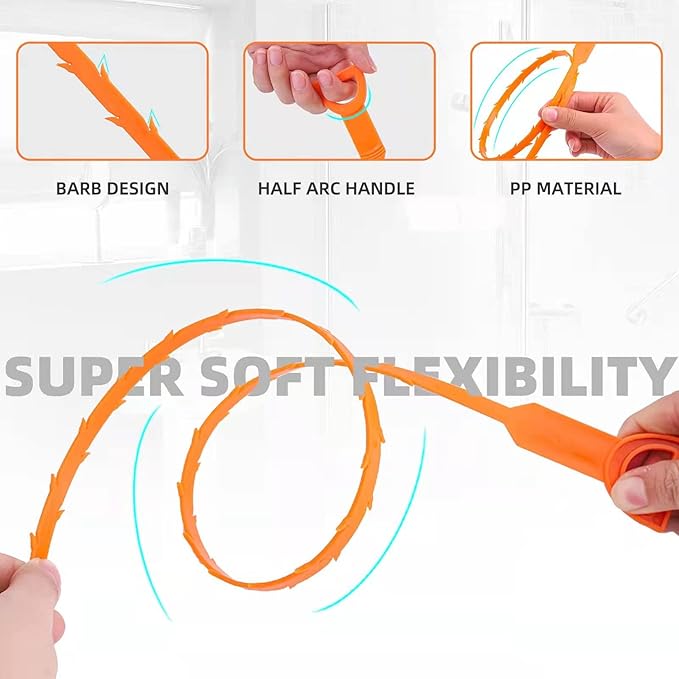 3 Pack 25 Inch Hair Snake Hair Drain Clog Remover Cleaning Tool Drain Opener sink snake Drain Auger Hair Remover Tool For Sewer, Toilet, Shower Kitchen Sink, Bathroom Tub