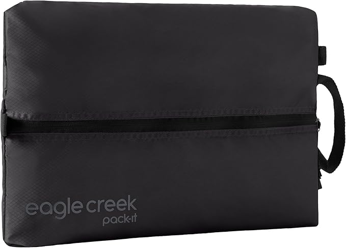 Eagle Creek Pack-It Isolate Shoe Sack - Breathable Shoe Sack for Travel - Lightweight & Portable - Washable - Water-Resistant - Easy-Grab Zipper - Top Handle - Black