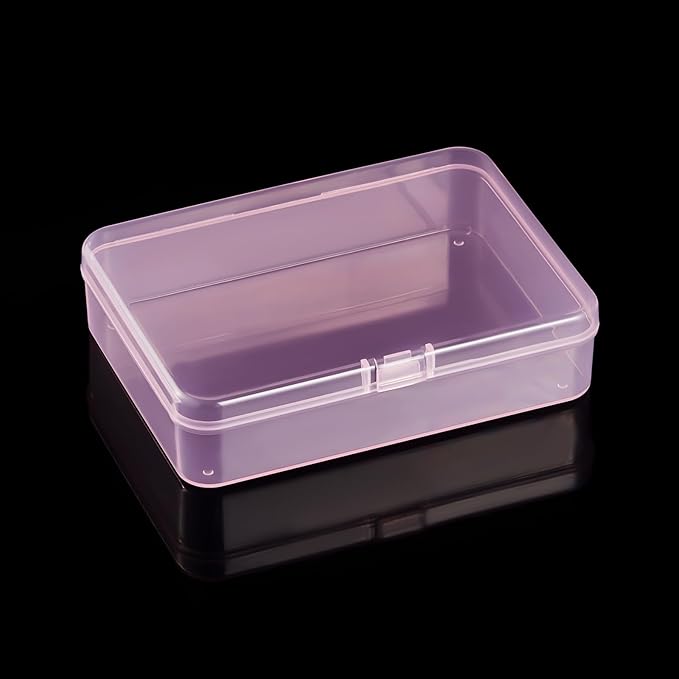 Goodma 8 Pieces Rectangular Plastic Boxes Empty Storage Organizer Containers with Hinged Lids for Small Items and Other Craft Projects (Pink, 4.5 x 3.3 x 1.1 inch)