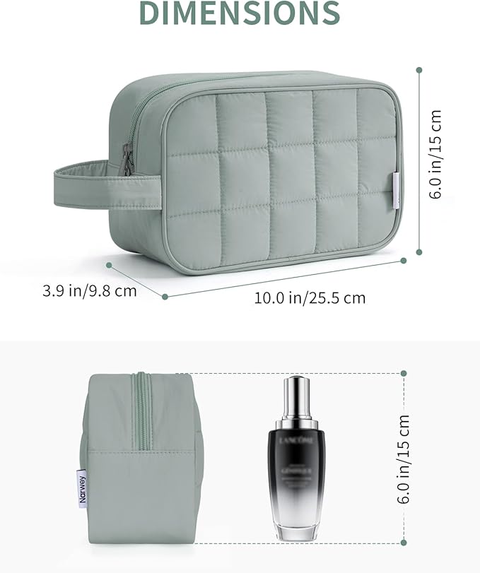 Narwey Puffy Travel Toiletry Bag for Traveling Women Girl, Travel Bag for Toiletries, Cute Travel Makeup Bag Organizer, Quilted Cosmetic Bag Make Up Skincare Medicine Bags