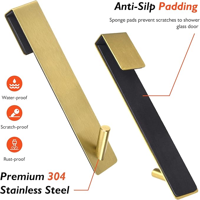Kontoyo 10 Inch Extended Over Door Hooks, Stainless Steel Towel Hooks, Heavy Duty Rack Hooks for Robe, Towel - 4 Pack - Gold