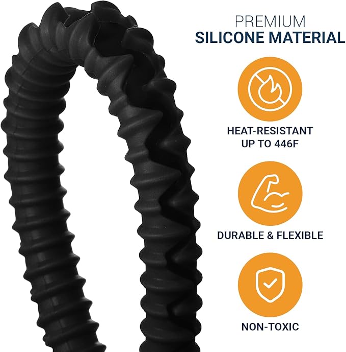 Silicone Oven Rack Shields by Linda’s Essentials (2 Pack) | Heat Resistance Silicone Oven Rack Protectors Guards Against Burns and Scars | 22 Inches Long (Black)