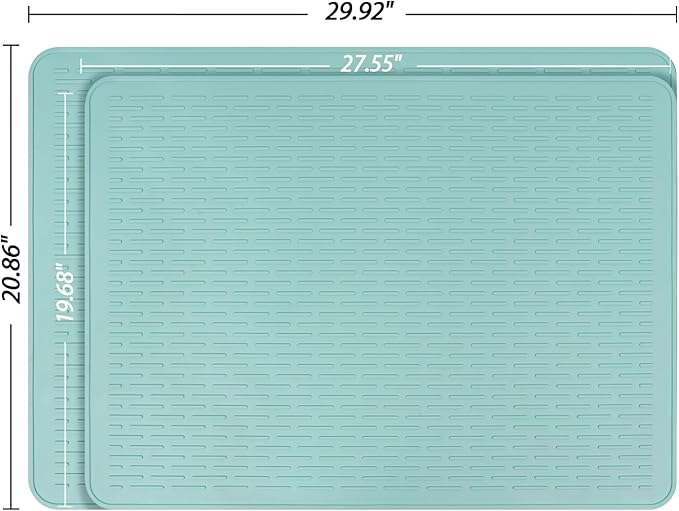 YUHFERA Stove Top Cover for Electric Stove - Silicone Stove Mat for Glass Top, Glass Cooktop Protector, XL Dish Drying Mats for Kitchen,Oven Covers for Electric Stove (Aqua,30 x 21)