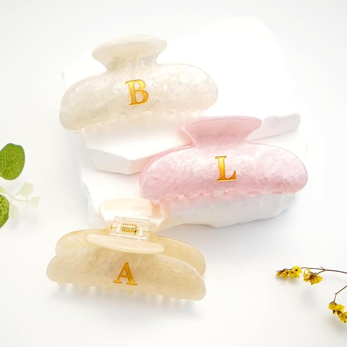 Acrylic Letter Hair Clips for Women - Pink Monogram Hair Claw Alphabet Large Hair Clip, Fashion Glitter Claw Clips Elegant And Durable Hair Accessory, Letter T