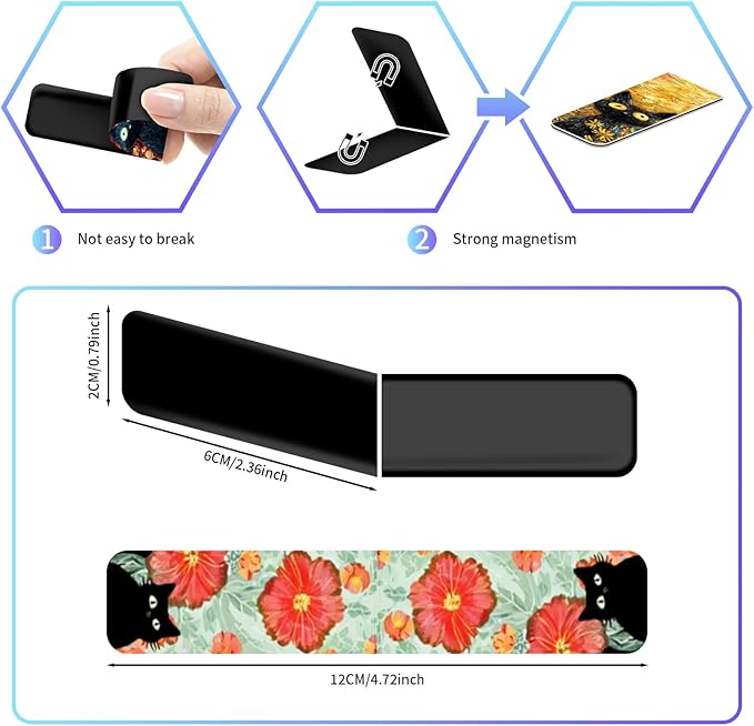 48 Pieces Magnetic Bookmarks Magnet Page Markers - Book Marks for Reading Women & Men with Storage Boxes - Gifts for Cat Lovers, Cute Magnet Bookmark Clips for Reading Pleasure (Cat Style B)