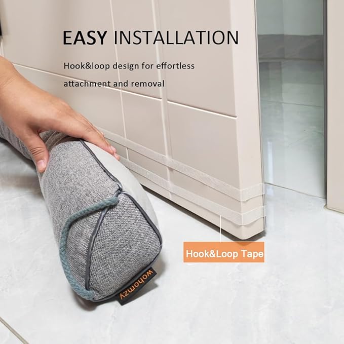 30 Inch Under Door Draft Stopper, Blocks Hot Cold Air Wind from Door and Window Bottom,Weather Seal, Reduce Noise Light,Triangular, Gray