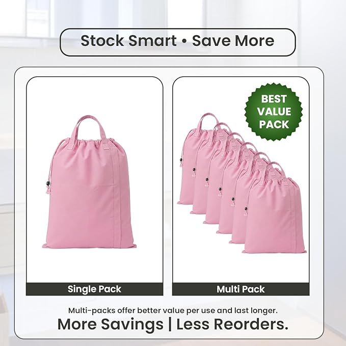 LFH Home Large Premium Cotton Canvas Laundry Bag with Drawstring and Handles Heavy Duty, Multi-Use, Washable for Home, Travel, College or Storage 24x36 (Pack of 2)-Pink