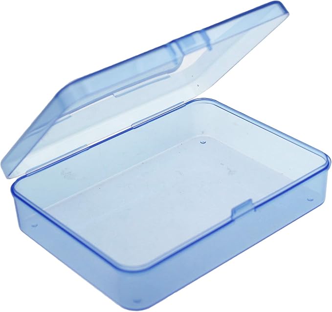 Goodma 8 Pieces Rectangular Plastic Boxes Empty Storage Organizer Containers with Hinged Lids for Small Items and Other Craft Projects (Blue, 4.5 x 3.3 x 1.1 inch)