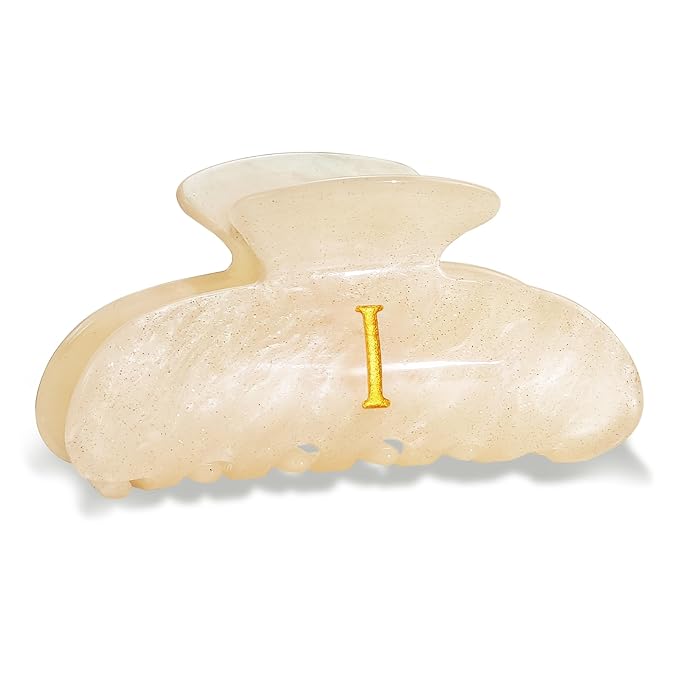 Acrylic Letter Hair Clips for Women - Monogram Hair Claw Alphabet Large Hair Clip, Fashion Glitter Claw Clips Elegant And Durable Hair Accessory, Letter I