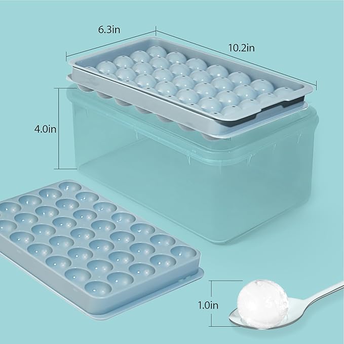 Ice Cube Trays with Lid and Bin, 1.0 IN Small Round Ice Cube Mold - 3 Pack (35 per Tray) Easy Release Stackable Ice Ball Maker Iced Bucket Kits, Circle Ice Tray for Cocktail, Whiskey & Drinks, BPA-Free