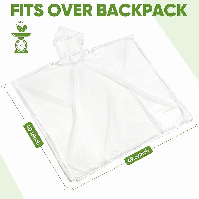 APEXUP Disposable Rain Ponchos for Adults, Emergency Rain Poncho for Camping Hiking Travelling