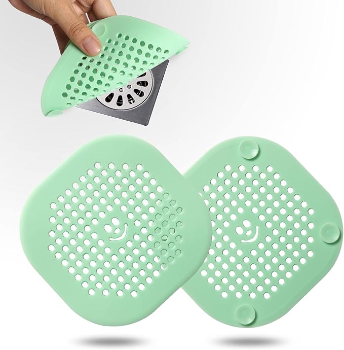 2 Pack Drain Cover Hair Catcher Silicone Drain Protector Hair Stopper for Shower Kitchen Bathroom Bathtub Mint Green