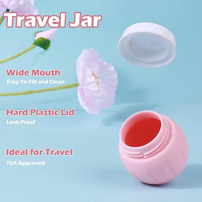 Travel Containers for Toiletries, GLAMFIELDS TSA Approved 1.7oz 50ml Travel Size Silicone Cream Jars BPA Free, Leak-proof Travel Essentials with Lid for Cosmetic Face Hand Body Cream Macaron (4 Pack)