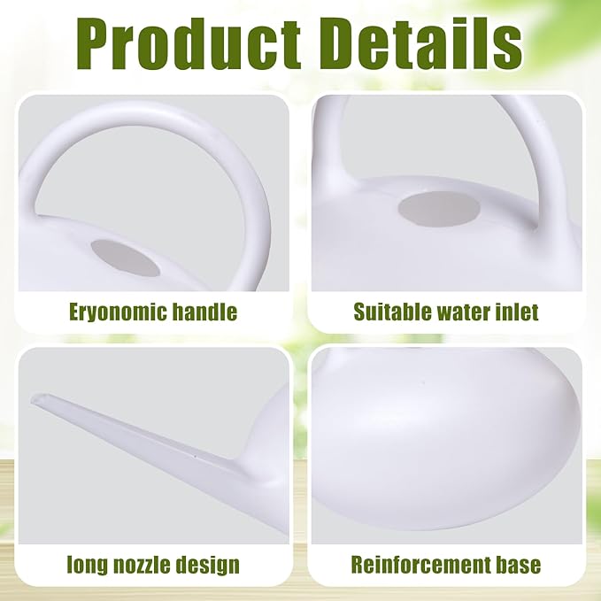 ZXJ Small Plastic Watering Can - 1/4 Gallon - for Home Plant Garden - White