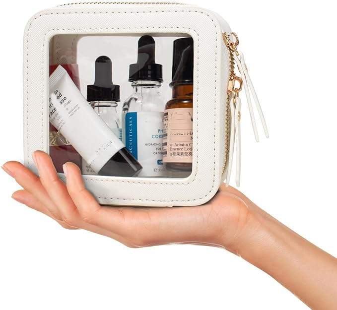 Travel Clear Makeup Bag Set, TSA Approved Cosmetic Bag Case with Zipper Portable Makeup Pouch Toiletry Bag Women Traveling Cosmetic Organizer Storage Bag Car Organizer Car Essentials for Women