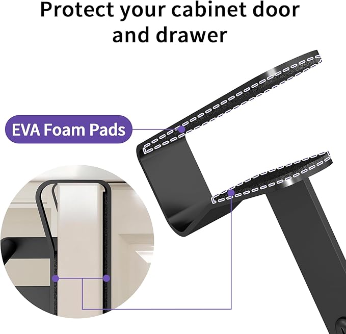 Over Cabinet Towel Holder, 2 Pack Kitchen Cabinet Door Towel Bar, Stainless Steel Over the Cabinet Dish Towel Rack for RV, Black