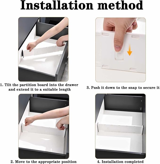 ChefktCove 4 Pack Drawer Dividers for Clothes, 3.74" High 14.76"-25.79" Adjustable Expandable Dresser Drawer Organizer, Clear Plastic Separators for Dresser, Baby Clothing, Underwear, Cosmetic