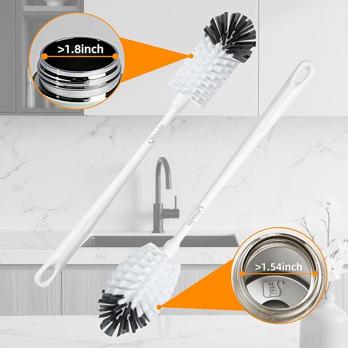 2 Pack 14 Inch Bottle Brush & 12 Inch Straw Brush Cleaner Set - Heavy Duty Kitchen Bottle Brushes for Cleaning Water Bottles, Baby Bottles, Mugs, Sippy Cups & Tumblers, Lab Use