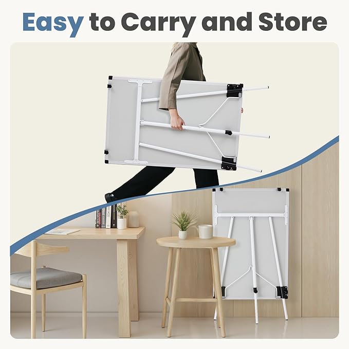 DUMOS Whiteboard Easel 40 x 28 Inches, Magnetic White Board Dry Erase, Porbable Boards Height Adjustable, Dry Erase Board with Stand for School, Office and Home, Silver Aluminium Frame, White