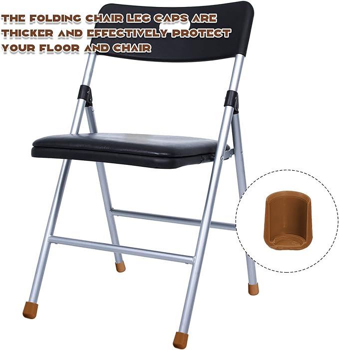 7/8 Inch Folding Chair Leg Caps Heavy-Duty Plastic Chair End Caps Non-marring Furniture Glides Round Hardwood Floor Protectors, Beige (12 Pieces)