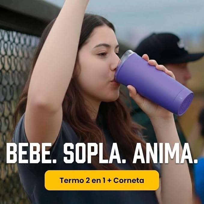 The LoudCup Blow Horn Tumbler, Cheer & Sip 2-in-1 Reusable Water Bottle with Built-In Horn for Sports Games, Tailgates, Parties & Events, BPA-Free