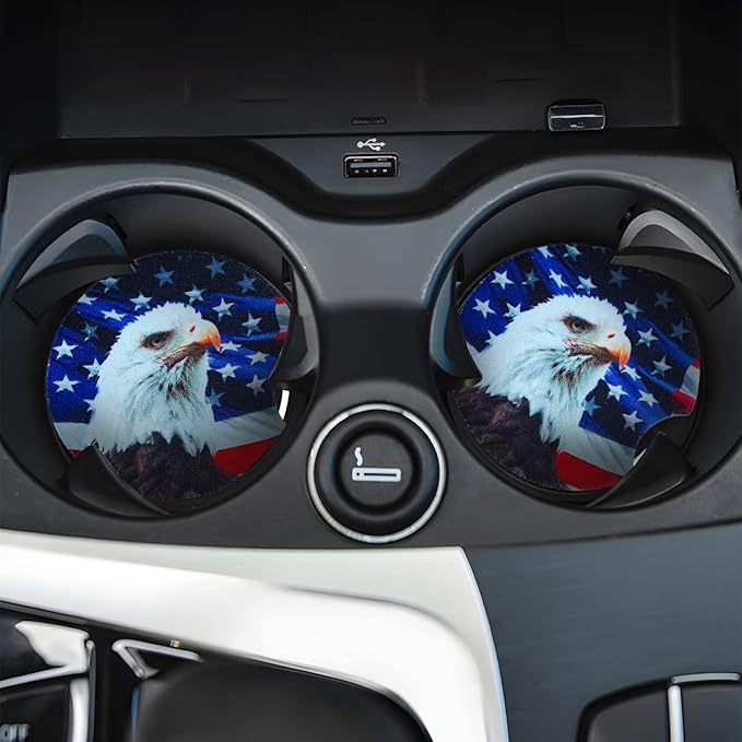 Moly Magnolia 2 Pack Car Coasters for Drinks Absorbent - 2.75 Inch Cute Car Cup Holder Coasters for Women, Removable Cup Holder Coaster for Women Girls, Car Interior Accessories (Style H)