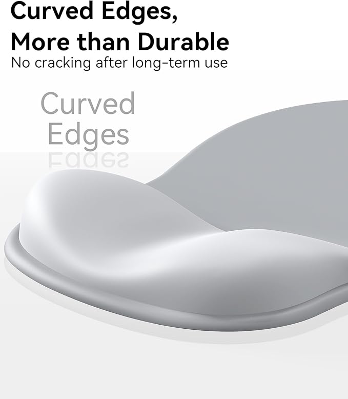 eulps Mouse Pad with Gel Wrist Rest, Ergonomic Comfortable Computer Wrist Support for Laptop, Pain Relief Mousepad with Non-Slip PU Base for Office & Home (Grey)