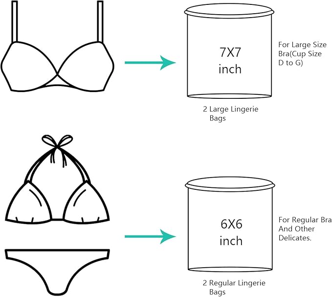 BAGAIL Laundry Bags Mesh Wash Bag for Intimates Lingerie and Delicates, 4 Pcs (Bra Wash Bag, 6×6inch+7×7inch)