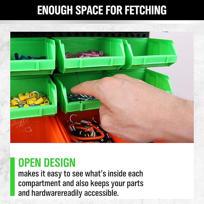 SWANLAKE GARDEN TOOLS 30-Bin Wall-Mounted Storage Bins, Heavy-Duty Garage Tool Organizer for Screws, Nuts, Bolts, Nails, Small Hardware Parts - Easy Installation and Customizable