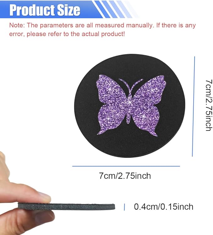 2PCS Bling Butterfly Car Coasters, 2.75'' Anti Slip Insert Cup Holder Coaster, Rhinestone Vehicle Cup Holder Decoration Pad, Universal Auto Interior Drink Water Bottle Mat Accessory (Purple)
