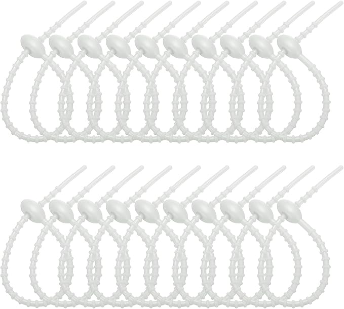 PATIKIL 8 Inch Silicone Cable Ties, 20pcs Rubber Reusable Twist Zip Ties Organizer for Home Office Kitchen Food bags Wires Adjustable Bag Clip, Grey