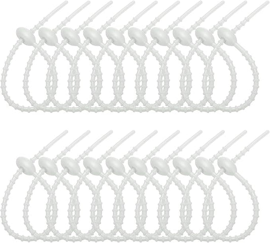 PATIKIL 8 Inch Silicone Cable Ties, 20pcs Rubber Reusable Twist Zip Ties Organizer for Home Office Kitchen Food bags Wires Adjustable Bag Clip, Grey